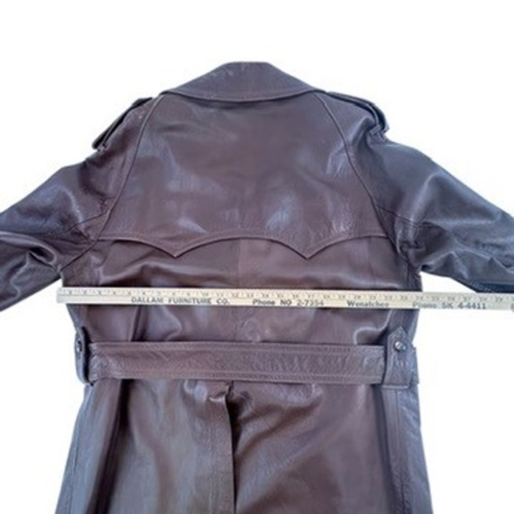Stanley Blacker Leather‎ Coat 44 Mens Vintage Brown Trench Belted Long Jacket - Picture 10 of 16
